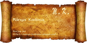 Mánya Kadosa névjegykártya